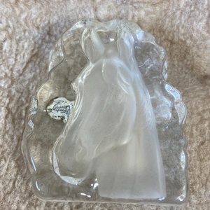 Cristal d'Arques Horse Paperweight France Lead Crystal Glass Frosted Image
